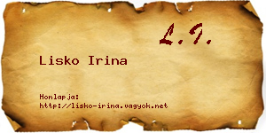 Lisko Irina névjegykártya